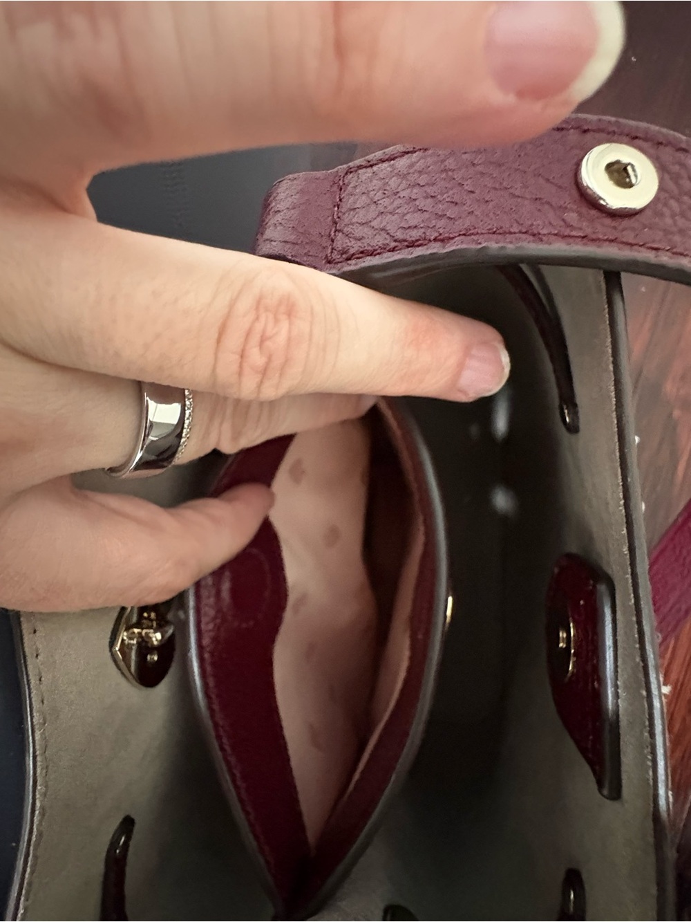 kate spade Chevron Colorblock Leather Shoulder Bag in Burgundy & Pink - Picture 6 of 6